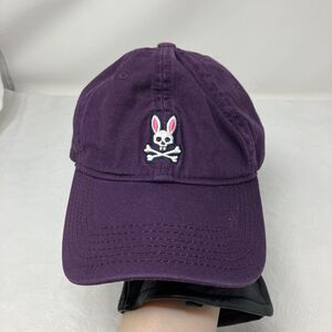 Psycho Bunny Slideback Hat OSFA Adjustable Embroidered Baseball Cap Purple